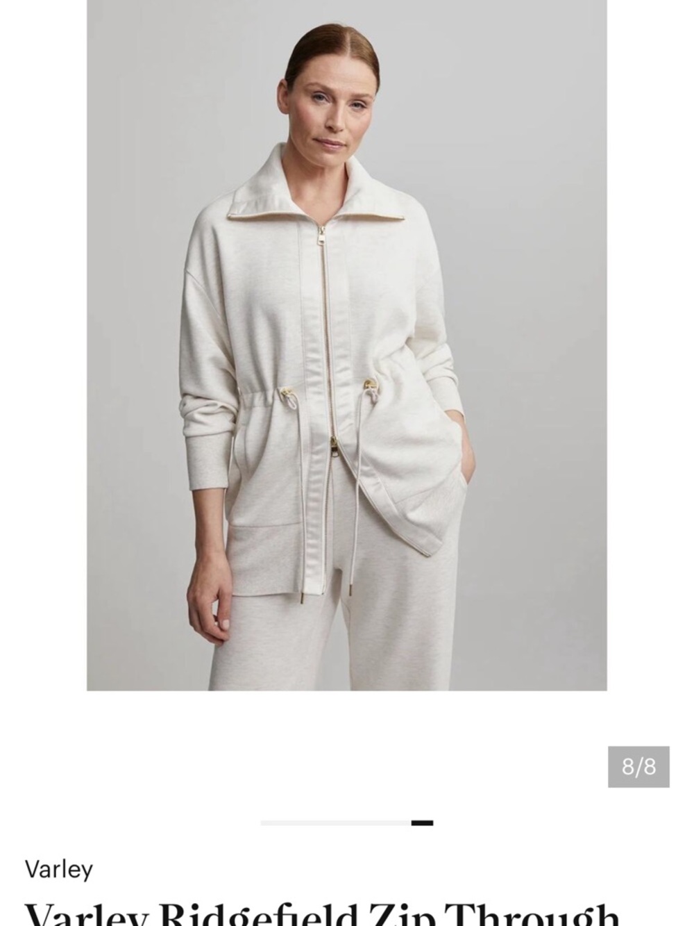 Varley Off-White Zip-Front Drawstring Jacket - Picture 2 of 7